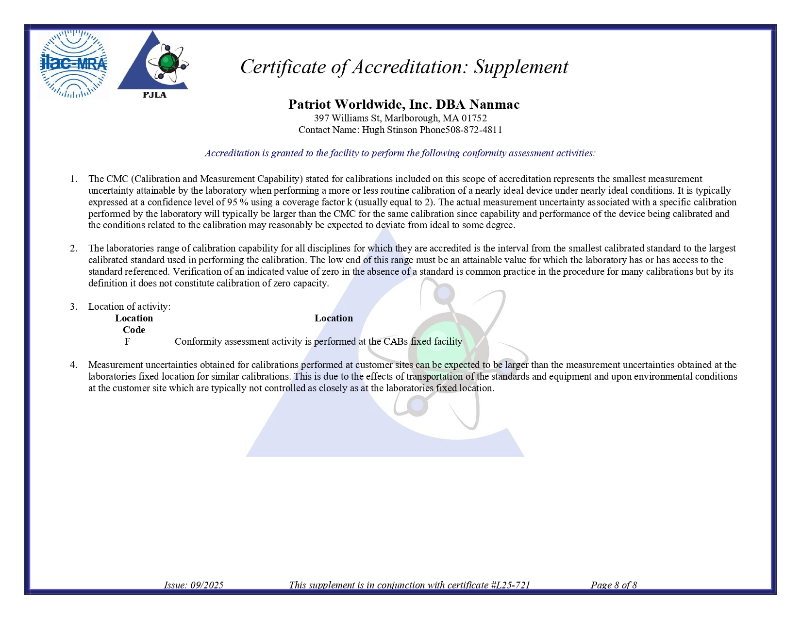 ISO 17025 Certification Page 8